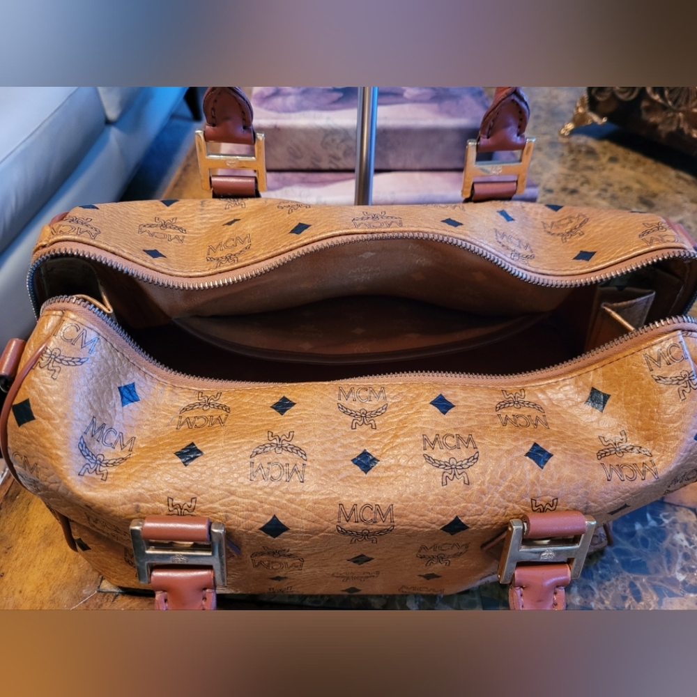 MCM Cognac Visetos Satchel Bag - Picture 9 of 9